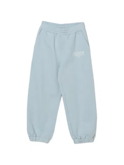 Fendi Kids' Logo-embroidered Track Pants In Blue