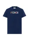 Fendi Logo-embroidered T-shirt In Blue