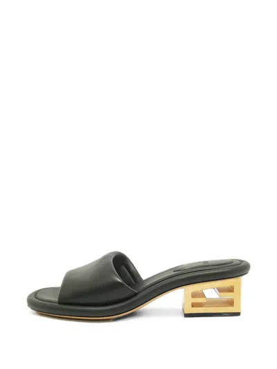 Pre-owned Fendi Logo-heel Sandals In Black
