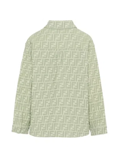 Fendi Logo-jacquard Cotton Shirt In Green