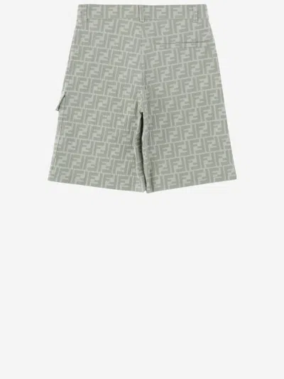 Fendi Logo-jacquard Stretch Cotton Blend Bermuda Shorts In Multi