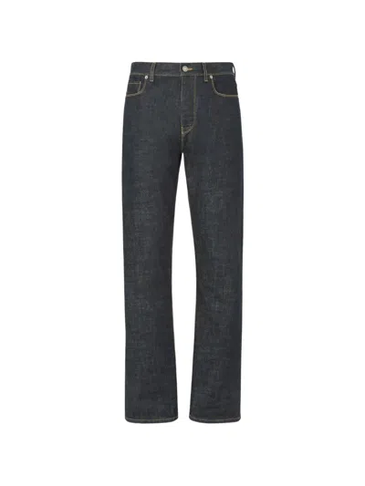 Fendi Logo-patch Contrast-stitch Jeans In Blue
