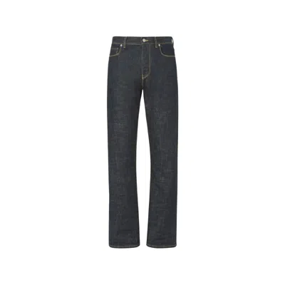 Fendi Contrast-stitch Straight-leg Jeans In Blue