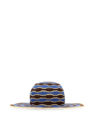 Fendi Logo-patch Crochet Hat In Brown