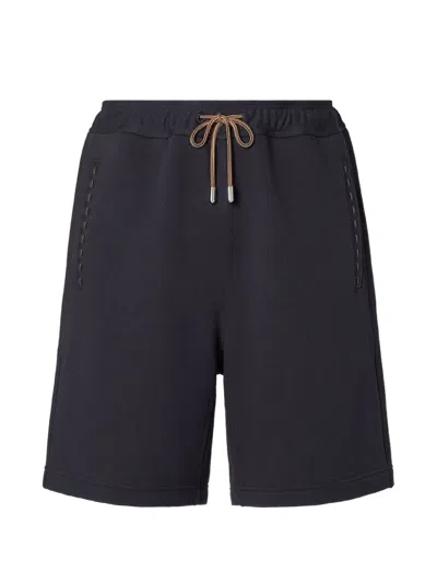 Fendi Shorts With Logo And Drawstring In Blue Cotton
