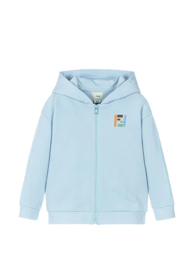 Fendi Kids' Logo-patch Hoodie In Blue