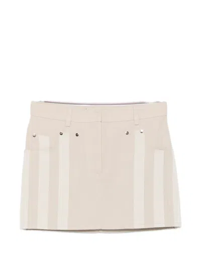 Fendi Beige Mini Skirt With Application In Neutral