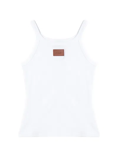 Fendi Logo-patch Ribbed Tank Top In White