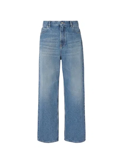 Fendi Logo-patch Straight-leg Jeans In Blue