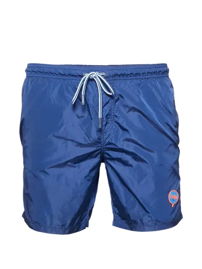 Pre-owned Fendi Logo-patch Swim Shorts In Blue