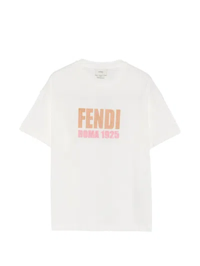Fendi Kids' Logo-patch T-shirt In White