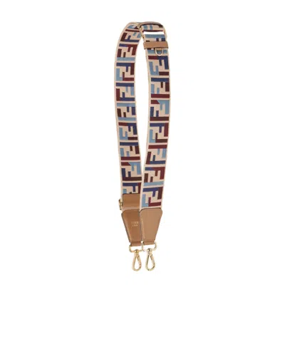 Fendi Logo-pattern Shoulder Strap In Metallic