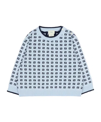 Fendi Kids' Logo-patterned Sweatshirt In Blue