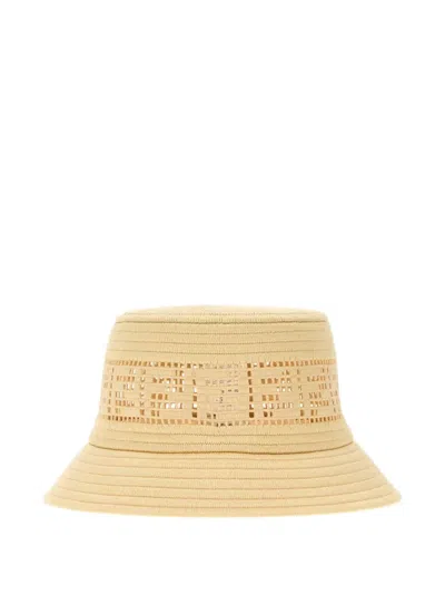Fendi Logo-perforated Bucket Hat In Yellow