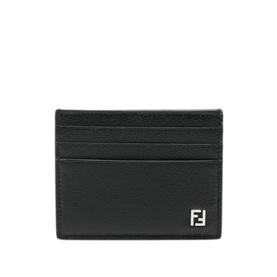 Fendi Logo-plaque Card Holder In Black