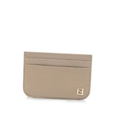 Fendi Logo-plaque Cardholder In Neutrals