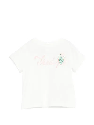 Fendi Babies' Logo-print Butterfly-motif T-shirt In White