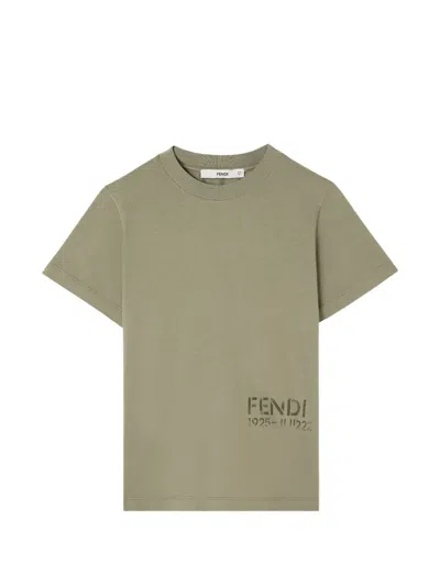Fendi Kids' Logo-print Cotton T-shirt In Green