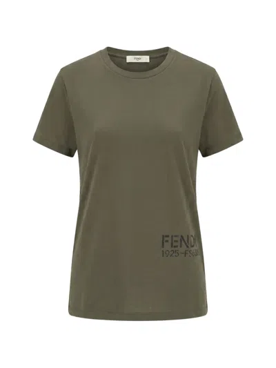 Fendi Logo-print Crew-neck T-shirt In Green