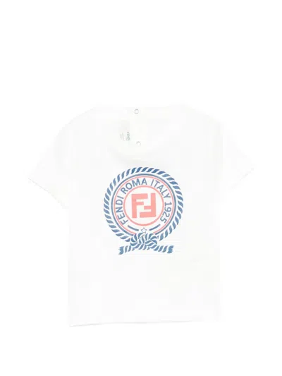 Fendi Babies' Logo-print Ff T-shirt In White