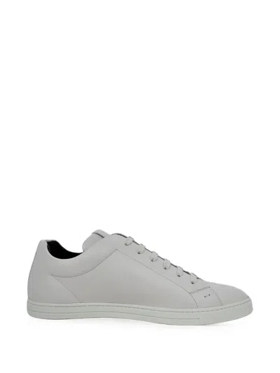 Pre-owned Fendi Logo-print Low-top Leather Sneakers In White