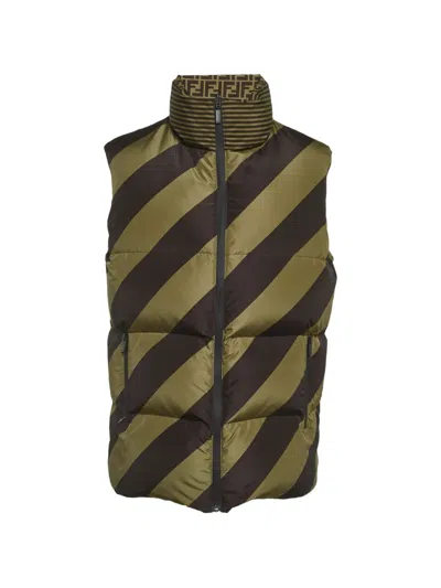 Pre-owned Fendi Logo-print Reversible Vest In Brown