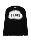 Fendi Logo-print Spray-effect Sweater In Black