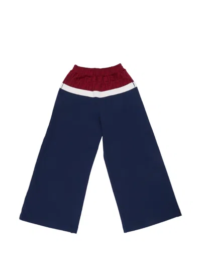Fendi Kids' Logo-print Trousers In Blue