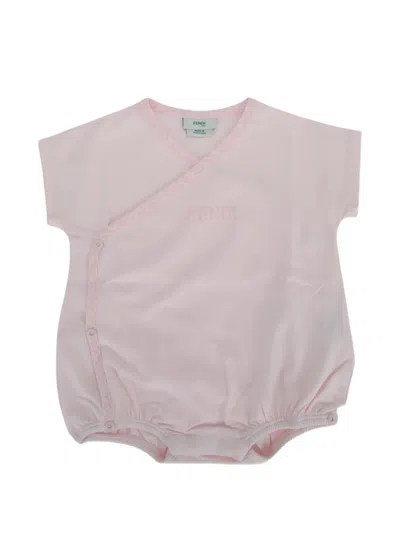 Fendi Babies' Logo-print Wrap Bodysuit In Pink