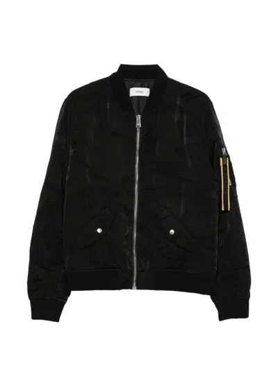 Fendi Ribbed Nylon Bomber Jacket In Black