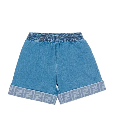 Fendi Logo-trim Shorts In Blue