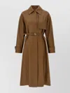 Fendi Long Belted Trench Coat With Pointed Collar In Brown