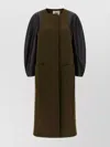 Fendi Long Coat With Belted Waist And Pockets In Green