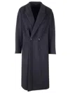 Fendi Double Breasted Long Sleeved Coat In Navy