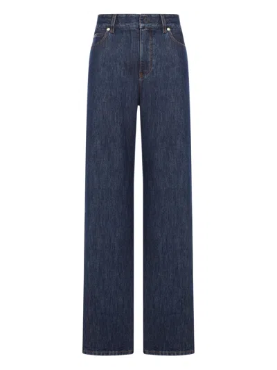 Fendi High-waisted And Straight Leg Five-pocket Jeans Clothing In Blue