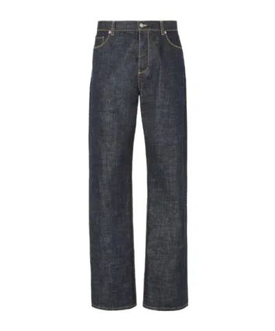 Fendi Long Jeans In Navy Blue