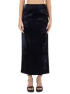 Fendi Zip-embellished Velvet Maxi Skirt In Blue