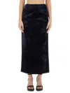 Fendi Midnight Blue Velvet Skirt In Black