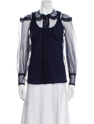 Pre-owned Fendi Long Sleeve Blouse In Blue