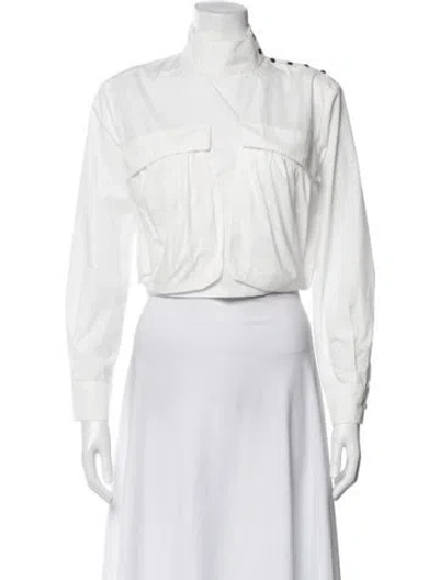 Pre-owned Fendi Long Sleeve Blouse In White
