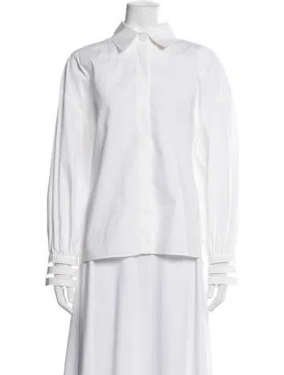 Pre-owned Fendi Long Sleeve Blouse In White