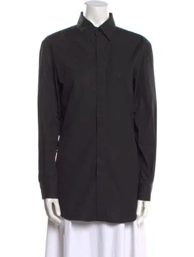Pre-owned Fendi Long Sleeve Button-up Top In Black