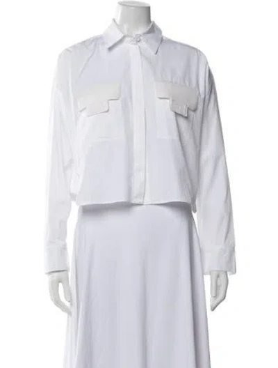 Pre-owned Fendi Long Sleeve Button-up Top In White