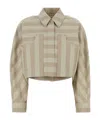 Fendi Striped Cropped Drill Jacket Front Pockets In Brown