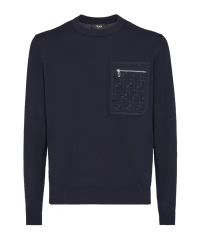Fendi Ff-pattern Sweater In Black