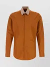 Fendi Long Sleeve Shirt With Contrast Collar And Tailored Fit In Orange