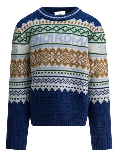 Fendi Kids' Long-sleeve Sweater In Blue