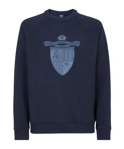 FENDI FENDI CREST EMBROIDERED CREWNECK SWEATSHIRT