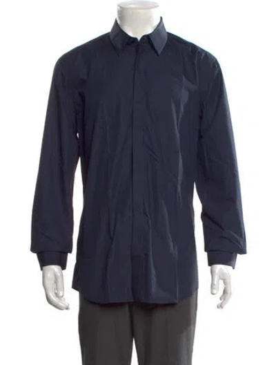 Pre-owned Fendi Long Sleeve Tuxedo Shirt In Blue