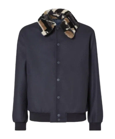 Fendi Long-sleeved Bomber Jacket In Blue